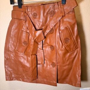 Forever 21 Faux Leather Mini Skirt in Cognac Brown